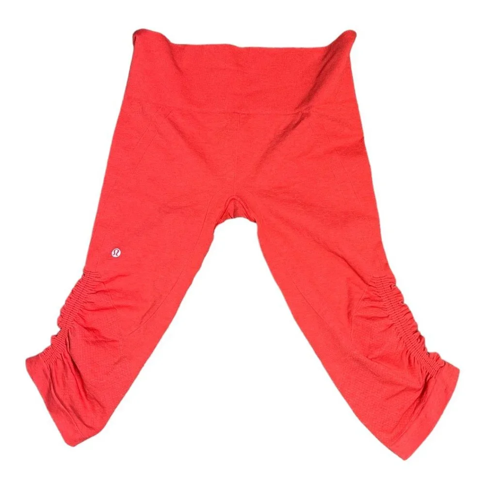 Lululemon Athletica Yoga Pants High Rise Crop Orange Size 8 - Picture 2 of 11
